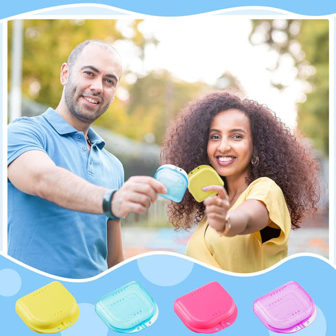 120 12 Sherr Pcs Dental Retainer Cases Bulk with Holes Colors Denture Case Mouth Guard Holder False Teeth Container