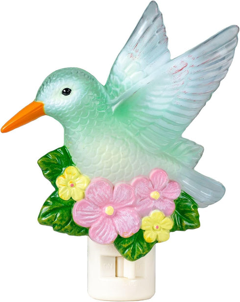 Hummingbird Novelty Lights LED Lamp with Flowers Spring Easter Decoration Night Light with Swivel Plug