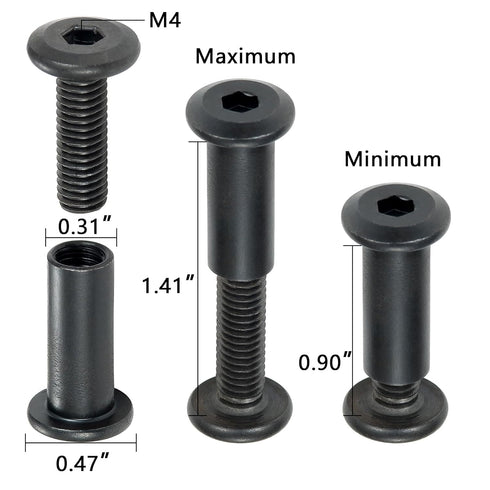 50 Sets Black M6x20mm Nut Bolt Binding Screw Rivet Socket Cap Kit for Wood Socket Cover Bolt Barrel Nut