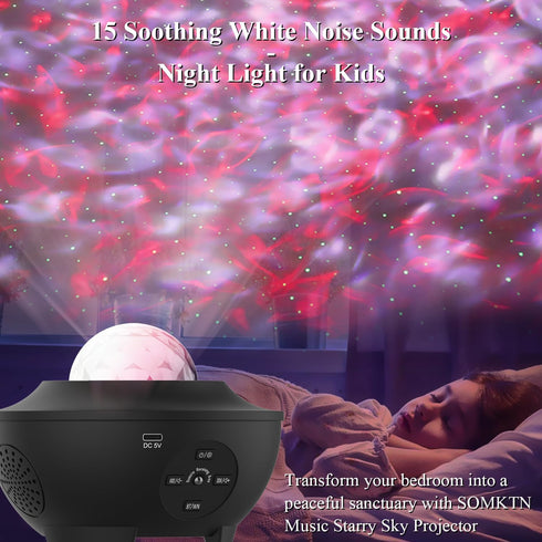 Star Projector Galaxy Light Projector, Ocean Wave Projector for Bedroom with White Noise, Bluetooth Speaker, Timer