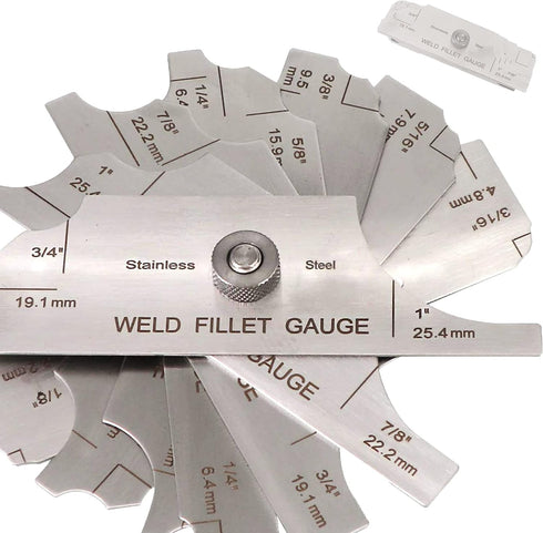 Stainless Steel Fillet Weld Set Gauge Rl 1/8''-1'' Welding Inspection Test, 7-Pieces
