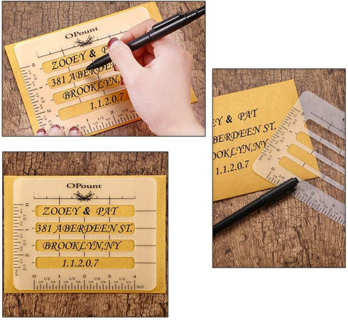 Envelope Addressing Guide Stencil Template Set, BENBO 4 Styles for Making Card Addressing