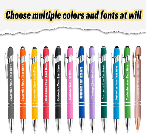Coregiftr Personalised Pens Custom Engraved Ballpoint Pen with Stylus Tip Retractable Customized Click Ink Pen