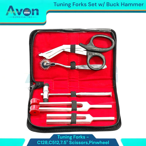 Avon Surgical 7.5in, Hammer, C128 C512 Sensory Diagnostics Examination Kit with Wartenberg Pinwheel, Bandage Shears