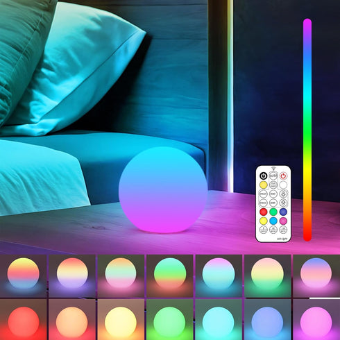 3-inch 16 IP65 1 Pack LOFTEK Rechargeable LED Ball Lights, Sphere Night Light, RGB Color Glowing Mood Lighting