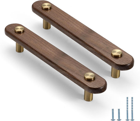 4 pcs 5.04 in Walnut Brass Cabinet Door Handles Cabinet Wine Cabinet