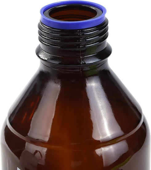 4 Pieces Amber Glass 1000 mL Graduated Round Lab Reagent Media/Storage Bottles with GL45 Blue Screw Cap