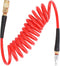 Hromee 1/4-Inch x 10ft Polyurethane Recoil Air Hose with Fittings, Compressor Hose with NPT Coupler Kit