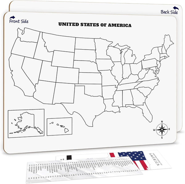 SCRIBBLEDO 11”x14” United States Map Dry Erase Board for Kids, Teacher Student Classroom Learning Practice