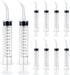 WATMTIN 10 Pcs Plastic Syringes with Curved Tip, 12cc Disposable Dental Irrigation Syringe,
