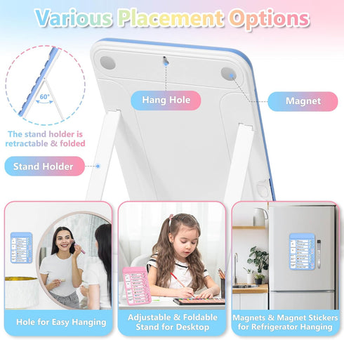 Audab 2Pcs Dry Erase Chore Chart for Kids, Magnetic Checklist Board, My Chores Slider Chart to Do List Board, Routine Chart Schedule Board Task Tracker for Home Refrigerator, Wall, Desk (Blue & Pink) by Audab