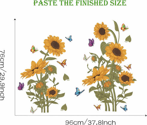 Vintage Sunflower Bouquet Wall Stickers, sacinora Floral Art Plants Wall Decals Removable Vinyl Peel and Stick