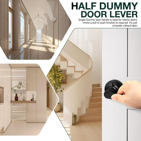 GOBEKOR Right-Handed Black Dummy Door Lever Handle for Closet Doors, Non-Turning Lock for Pantry