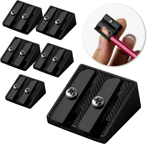 Mr. Pen Handheld Metal Pencil Sharpener with 2 Holes, Pack of 6, Black, Manual Pencil Sharpeners