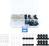Variety Office Supplies Clips Kit with Box, Binder Clips, Paper Clips, Hinge Clips, Push Pins for Home, School, and
