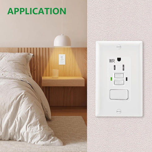 GFCI Outlet, Tamper Resistant Receptacle with Combination Switch, ETL Listed, White (TR&WR15Amp)