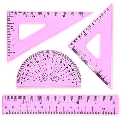 Coopay 6 Inch Math Geometry Tool Plastic Ruler Square Set Includes Straight