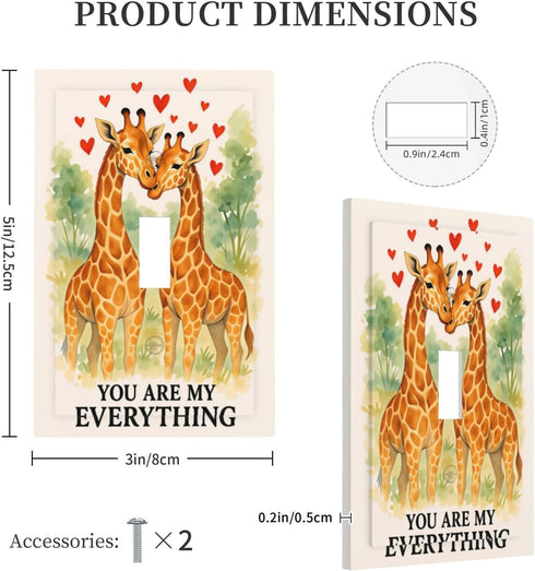 HTSAHKV 3 5 Inch Romantic Giraffe Couple Wall Plate Light Switch Cover Single Gang Outlet Faceplate Print Plate Cover X