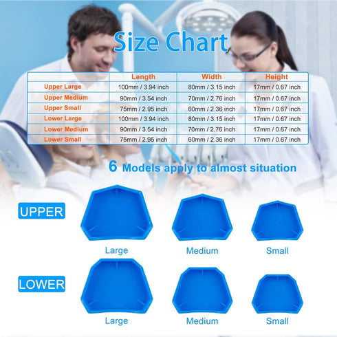 6 Pcs Dental Base Former Kit, Color Blue, Dental Lab Model Base Set, Plaster Mold Base Former