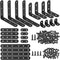 Glarks 134Pcs Black Corner Brace Set, 24Pcs L Shape Bracket, Flat Bracket Metal Joint Plate Fastener with 110Pcs Screws