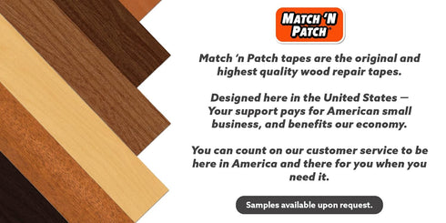 MATCH 'N PATCH Realistic Wood Grain Repair Tape - Dark Cherry, 2.25 inch x 15 feet, Durable Multi-Use Adhesive Tape for