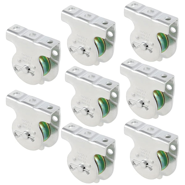 8 Packs Ceiling Mount Single Pulleys, 1-1/2 Inch Wall Mount for 3/8 Inch Cord or Rope, Zinc Plating, Working Load 420