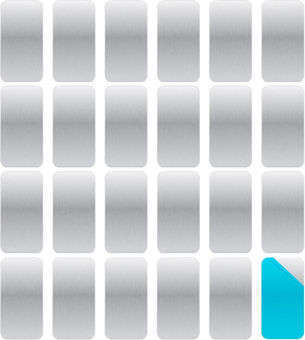 BOXOB 24pcs Adhesive Metal Plates for Magnetic Mounts, 2.36x1.18in Rectangular Iron Strips with