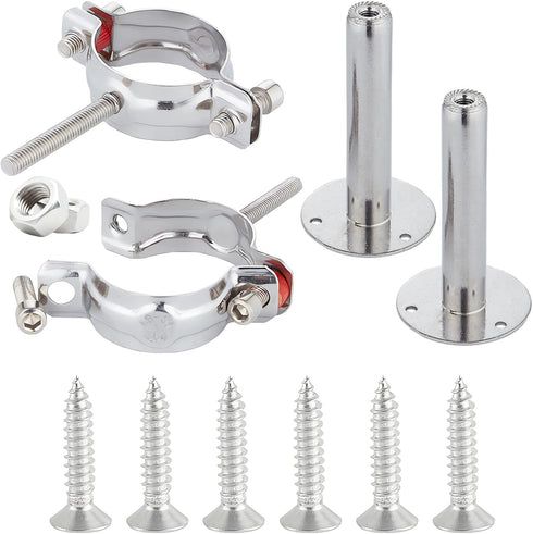 2PCS Wall Mount Ceiling Mount Pipe 304 Stainless Steel Pipe Supports, Adjustable Height for OD Pipe 15-19mm
