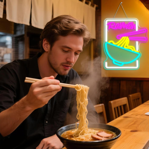 Ramen Time Neon Sign - Noodles Neon Signs for Wall Decor Ramen Led Signs Ramen Light Up Sign USB Neon Ramen Sign