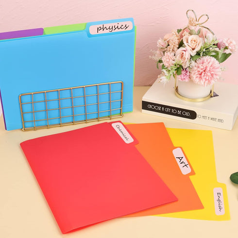 EOOUT 30pcs Colored File Folders, 8.6" x 11.6" Manila Plastic Folders, 3 Tab Poly Folder with Labels