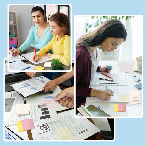 ENLUOM 400 Sheets Colored Transparent Sticky Notes, 3 x 3 in Pastel Clear Waterproof Self-Sticky Notes