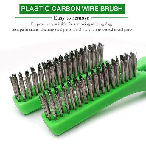 MAXMAN Wire Brush Set - 10 Inch Stainless Steel Brushes with Plastic Handle for Cleaning, Rust Removal, 2 PCS