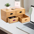 ZOOFOX Bamboo Desk Organizer, 100% Natural Bamboo Storage Box with 4 Drawers for Makeup Vanity and Office Supplies