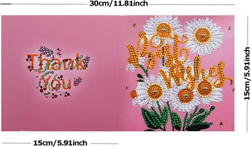 Queen.Y 12 Pack Birthday Cards Diamond Painting Kits,Greeting Cards Thank You Cards DIY Diamond Painting Greeting Cards
