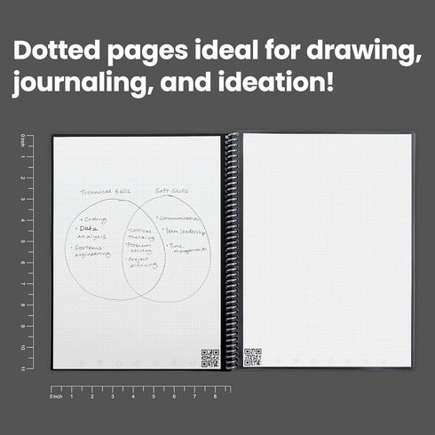 Rocketbook Core Reusable Spiral Notebook, Letter Size 8.5x11, Gray - Dotted Pages, App-Connected, Erasable