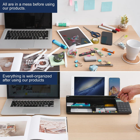 Small Glass Desktop Dry-Erase Board - Computer Keyboard Stand with Drawer, White Board Surface Pad, Desk Organizers for
