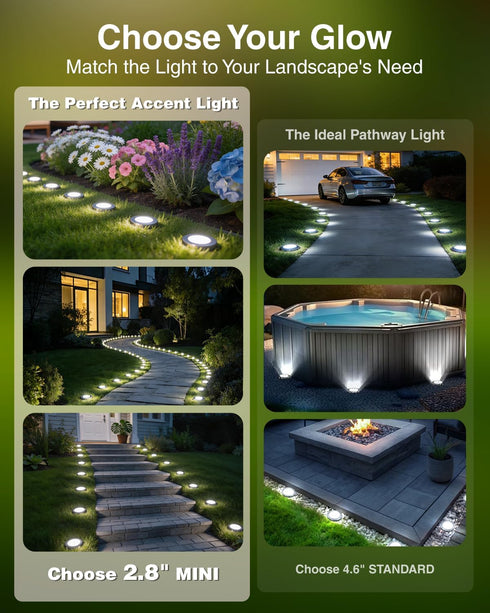 2.8 Inch 12 Pack, Mini Solar Ground Lights Solar Lights Outdoor Waterproof, Solar Garden Lights Outdoor Landscape