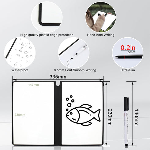 Whiteboard Notebook, Portable Dry Erase White Board Book Reusable Whiteboard Erasable Double-Sided Meeting Notebook with Marker Pen for Business Office School Home by OCHYIT
