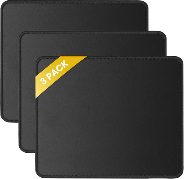JIKIOU 3 Pack Mouse Pad with Stitched Edge, Comfortable Mouse Pads with Non-Slip