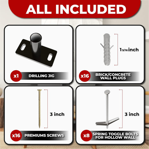 Set 4 (1/4 inch (10 inch of Floating Shelf Brackets Heavy Duty Thick Baseplate) Painted Black Mild Steel/Bracket