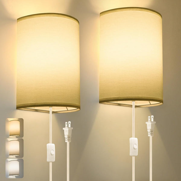 Plug in Wall Sconce, 3 Color, Set of Two, Industrial Wall Lamp