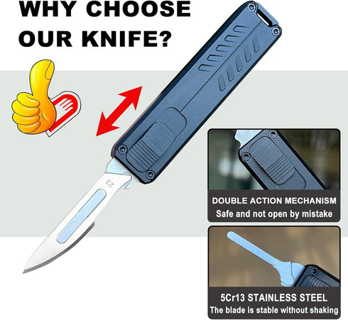 10PCS #23 Caressolove Auto Retractable Utility Knife, Safety Black Automatic Box Cutter, Scalpel Pocket Knife, Push