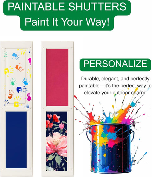 9" 22" 1 (RP922P-BX2) Shed Shutters Raised Panel W x H, Paintable for Sheds, Playhouses, and Chicken Coops Pair