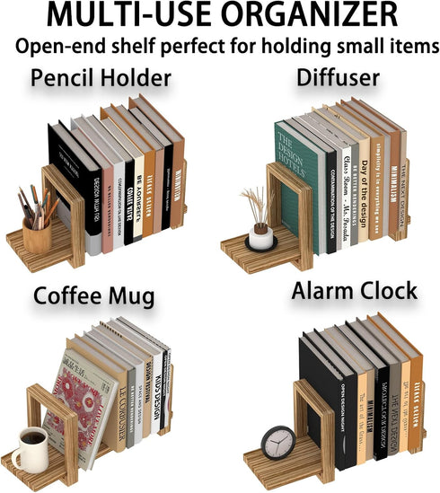 YUELGUANG Adjustable Table Top Bookshelf Wooden Desktop Bookshelf Retro Mini Book Shelf Organizer Desk Bookshelves
