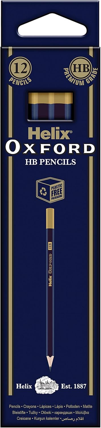 Helix Oxford Hb Grade Graphite Pencils (Pack of 12) with Plastic Free Packaging