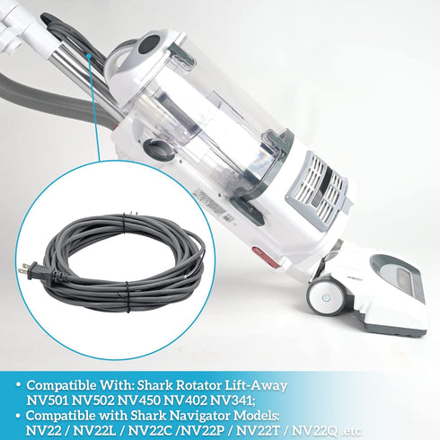 36Ft Vacuum Cleaner Power Cord Replacement for Shark Navigator Lift-Away NV341 NV402 NV450 NV502 Upright Vacuum