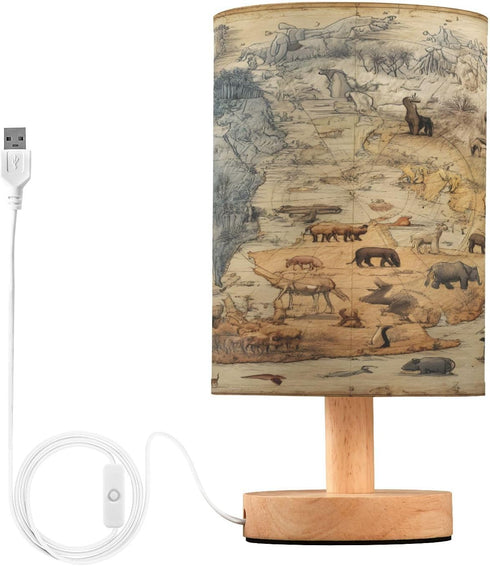 Vintage African Animal Bedside Table Lamp for Bedroom Living Room Nightstand LED