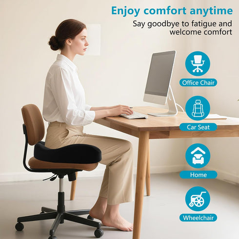 Comphekept Seat Cushions for Office Chairs & Hip Pain Relief, Extra-Dense Coccyx Cushion with Sciatica Support