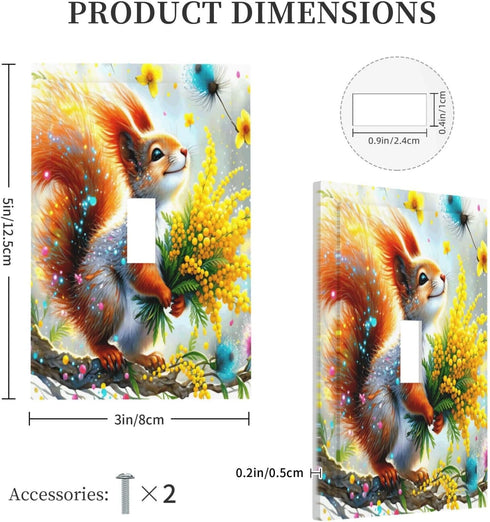 Sturin 1 3X5 Colorful Squirrel Wall Plate Light Switch Cover Gang Single Toggle Toggle Switch Art Plates