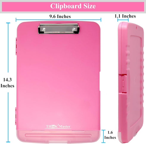 Think2Master Heavy Duty Pink Plastic Storage Clipboard with Pencil Holder, 25% Heavier & Sturdier for Nurses